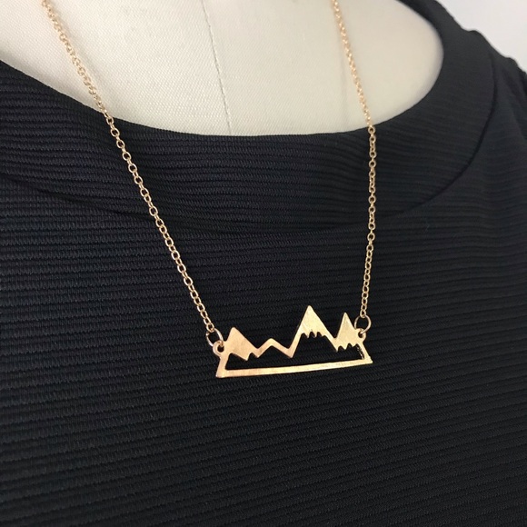 LAST ONE Mountain Range Gold Tone Necklace - Picture 3 of 6